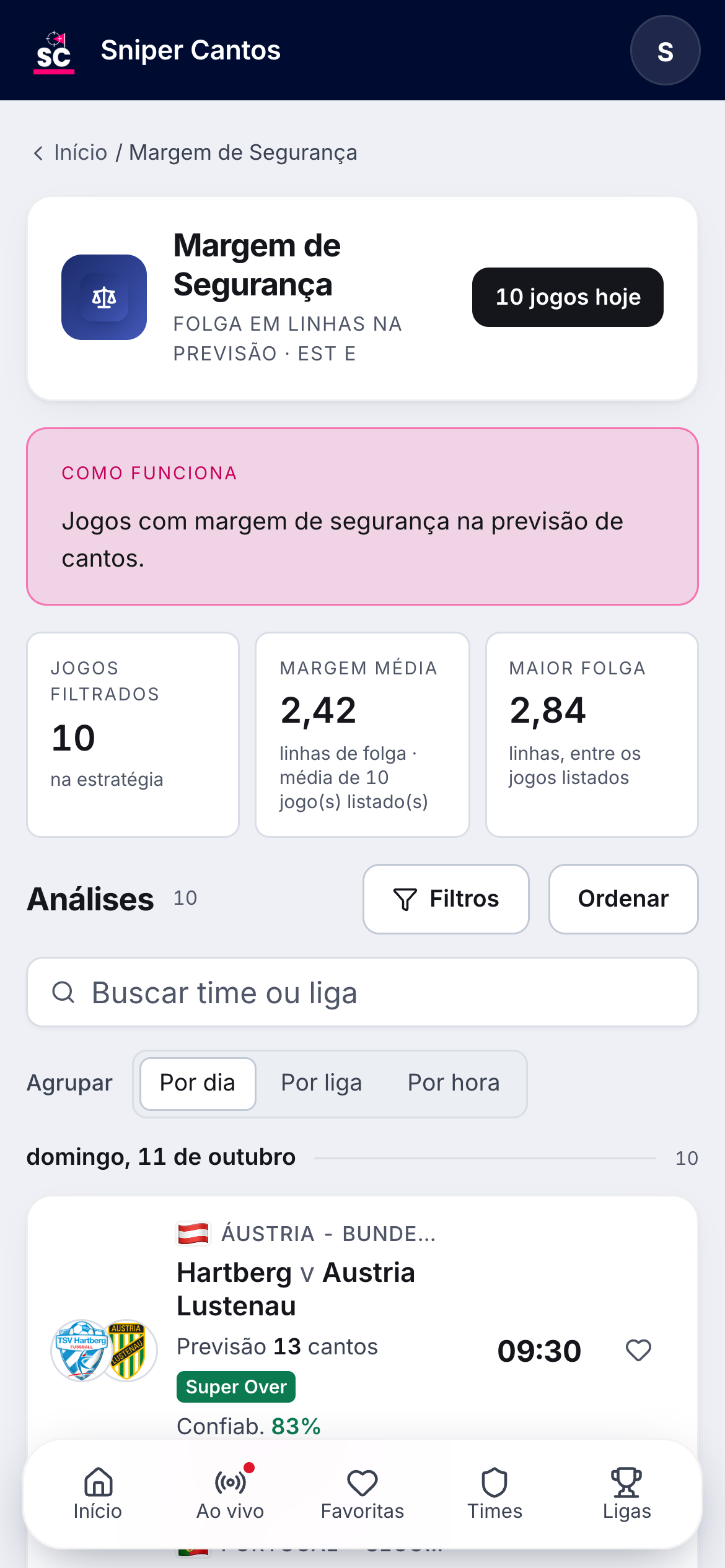 Estratégia Margem de Segurança no Sniper Cantos