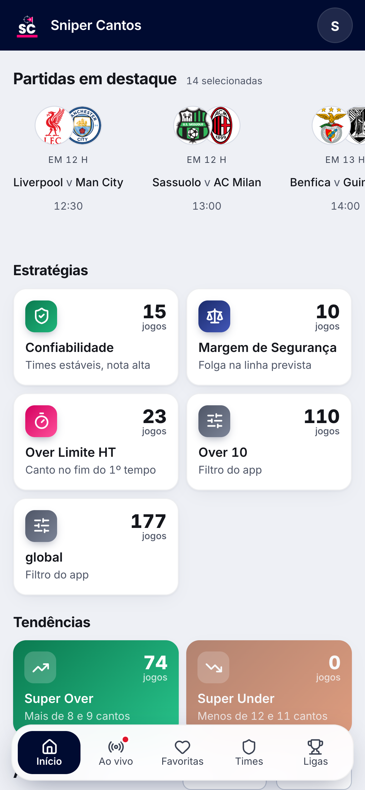 Início do Sniper Cantos com os destaques do dia